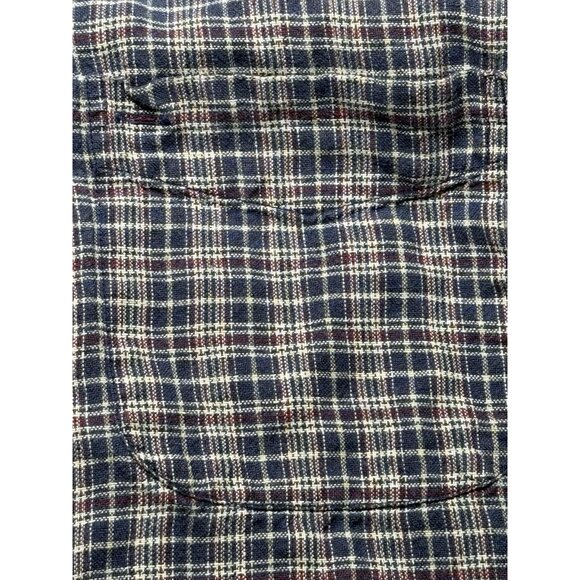 Tommy Hilfiger Men's Medium Blue Red White Long Sleeve Casual Linen Plaid Shirt - Picture 5 of 6